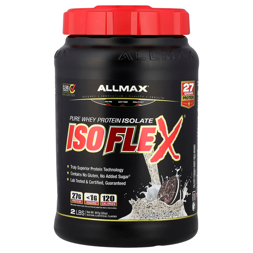 ALLMAX, ISOFLEX®, чистый изолят сывороточного протеина, печенье и сливки, 907 г (2 фунта)