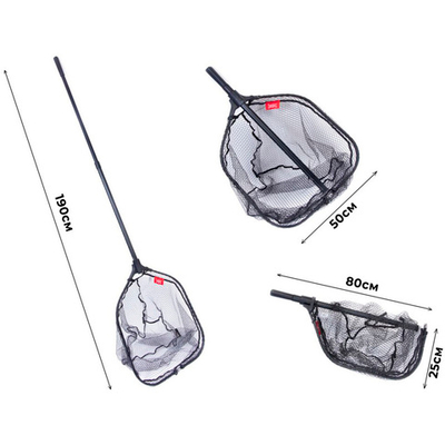 Подсачек складной Lucky John телескопический 190х50х60см прорезиненный