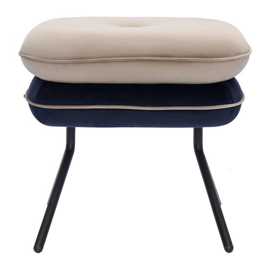 Пуф pea, велюр, бежевый/темно-синий
