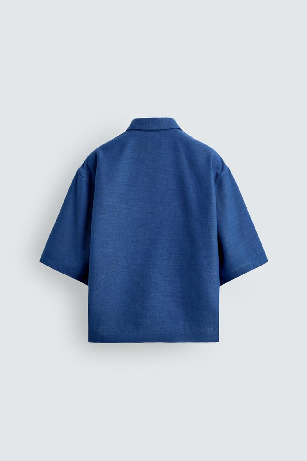 ZARA РУБАШКА BOXY FIT ИЗ РЕЛЬЕФНОЙ ТКАНИ, ЯРКО-СИНИЙ