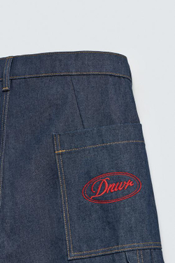 ZARA ДЖИНСОВЫЕ ШОРТЫ С ВЫШИВКОЙ, ИНДИГО