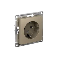 Розетка 1-м СП AtlasDesign 16А IP20 с заземл. защ. шторки механизм шампань SE ATN000545