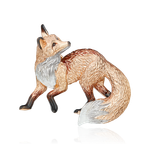 Брошь «Лисица» из красного золота с эмалью