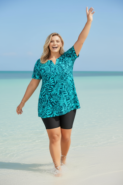 Купальный топ 17250 бирюзово-зеленый