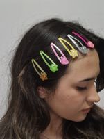 Заколки для волос НАБОР 6 шт., 5 см, клик-клак, с декоративными элементами, разные цвета, MONTE VITA, 457089