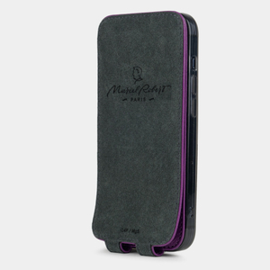 Чехол для iPhone 15 Pro из кожи козы, фиалкового цвета