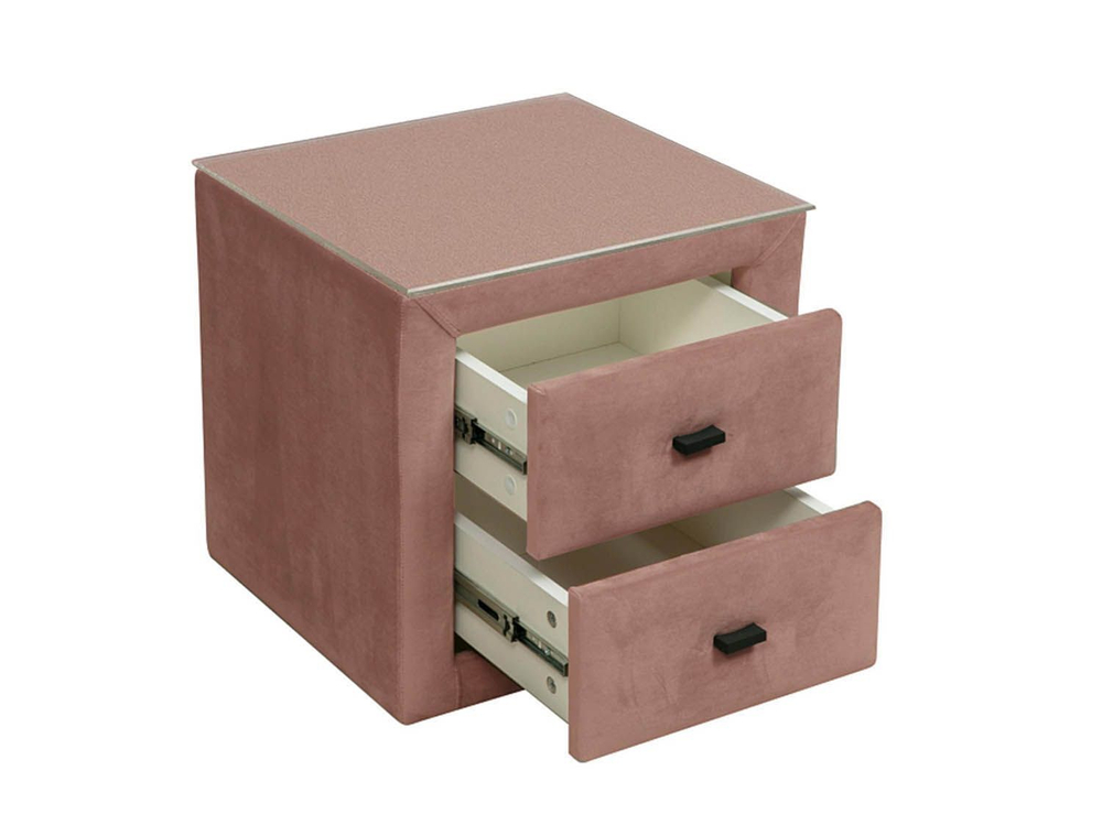 06.34-01 тумба прикроватная со стеклом Гамма велюр корица