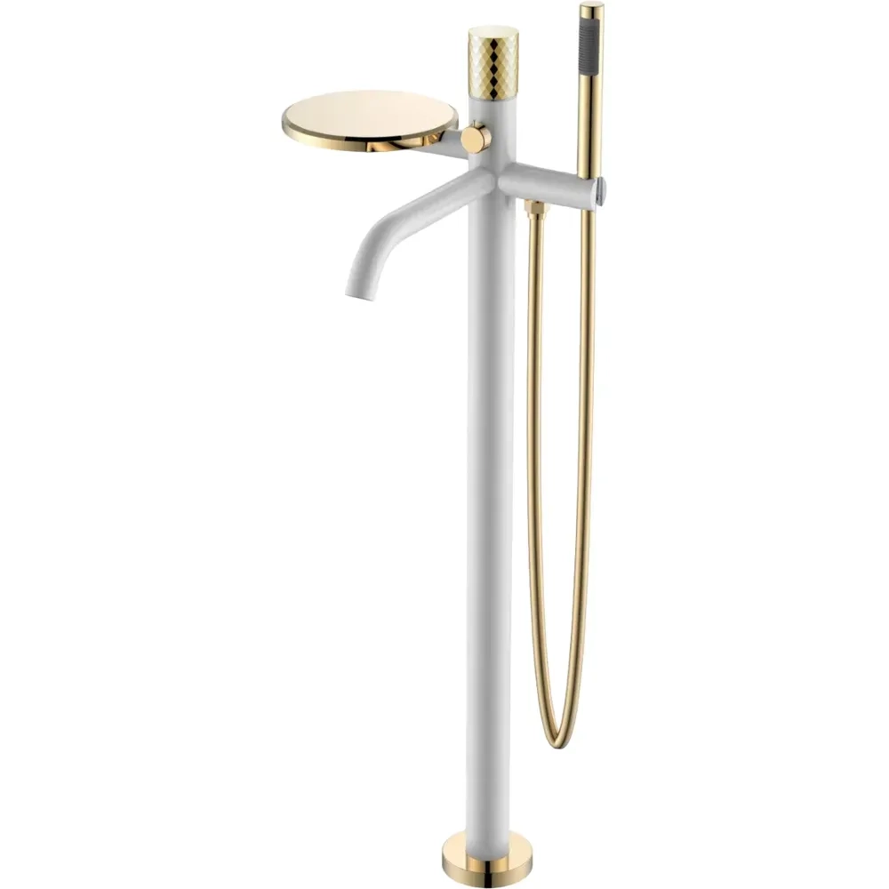 Напольный смеситель для ванны с душем Boheme Stick 129-WG white diamond gold