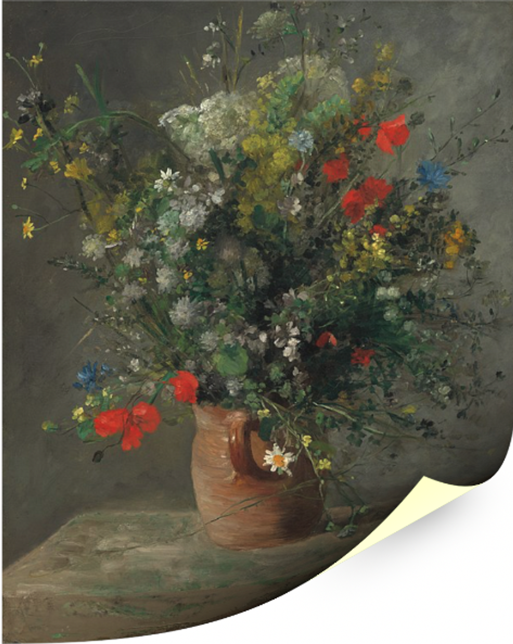 "Цветы в вазе", Ренуар П., картина для интерьера (репродукция) Настене.рф