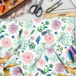 Ткань ниагара акварельные георгины и трава