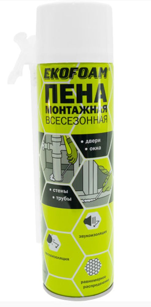 Монтажная пена EKOFOAM 450 мл (всесез.) бытовая до 10 л.ПОЛИТЕХ