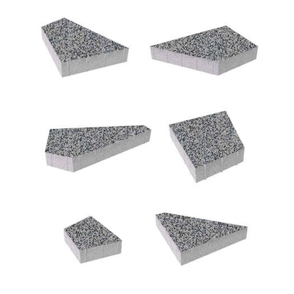 ГРАНИТНАЯ ТРОТУАРНАЯ ПЛИТКА ОРИГАМИ - Б.4.ФСМ.8 ГРАНИТ СЕРЫЙ С ЧЁРНЫМ, КОМПЛЕКТ ИЗ 6 ВИДОВ ПЛИТ