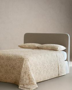 ZARA HOME ПОДОДЕЯЛЬНИК С ЦВЕТОЧНЫМ ПРИНТОМ, БЕЖЕВЫЙ