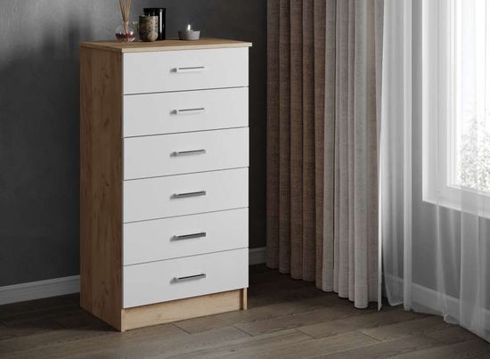 Комод КАТРИН-4 дуб крафт золотой / белый