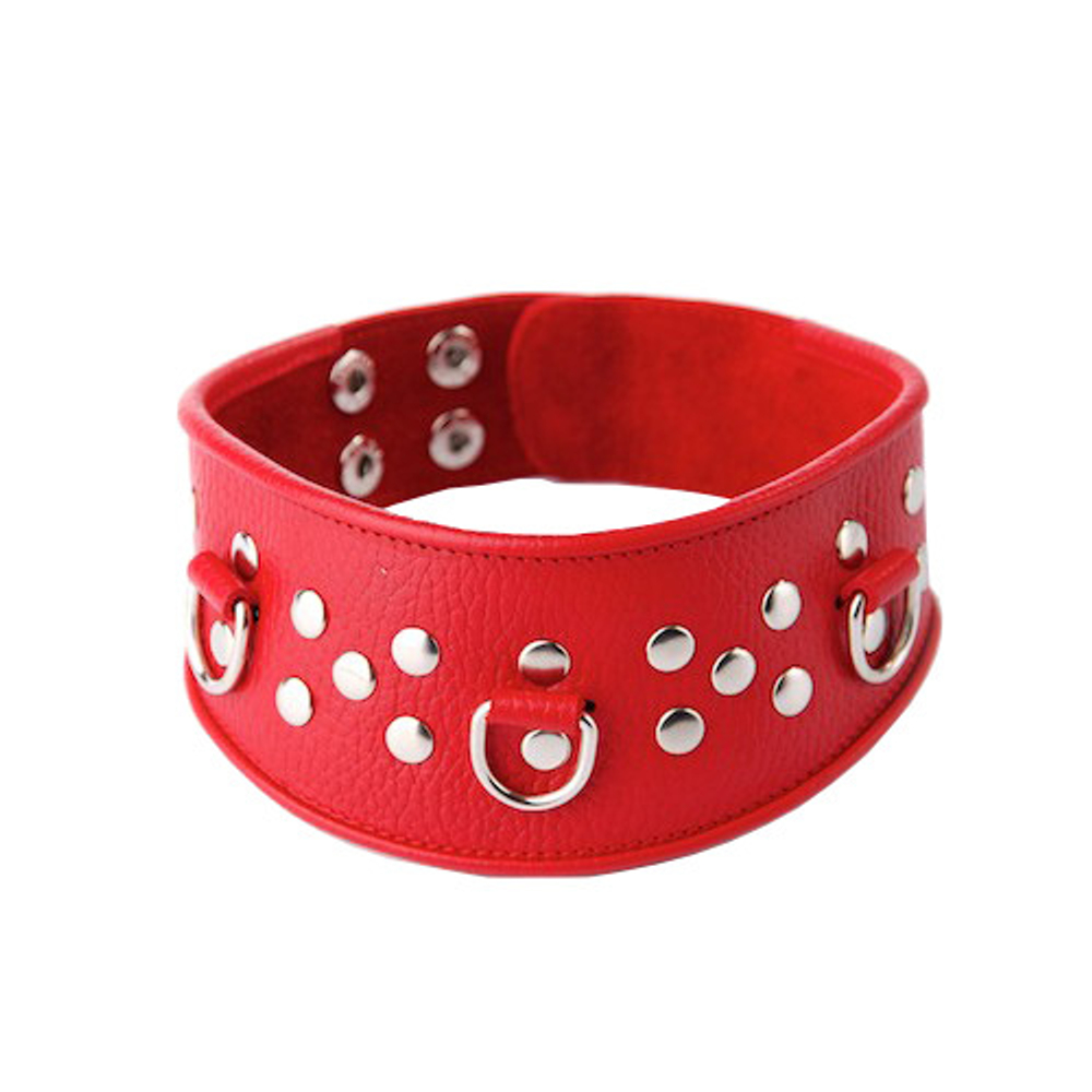 Кожаный красный ошейник с велюровой подкладкой Sitabella BDSM Accessories 3115-2