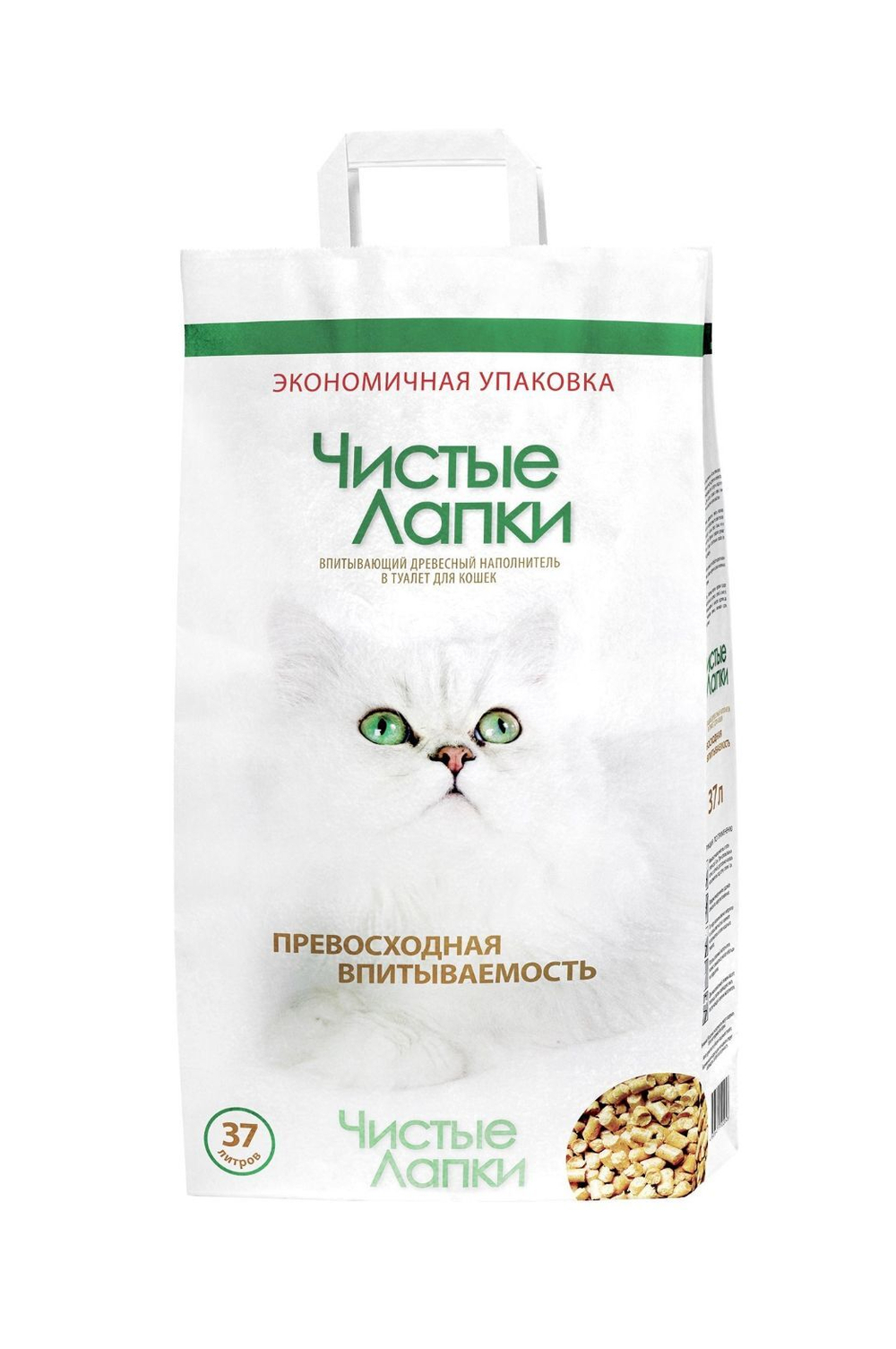 Древесный наполнитель Чистые Лапки для кошачьих туалетов 37 л