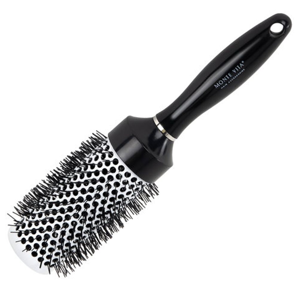 Расческа для укладки волос термобрашинг 24,5х6х4,5 см, круглая, продувная, черная, MONTE VITA (МОНТЕ ВИТА), 457418