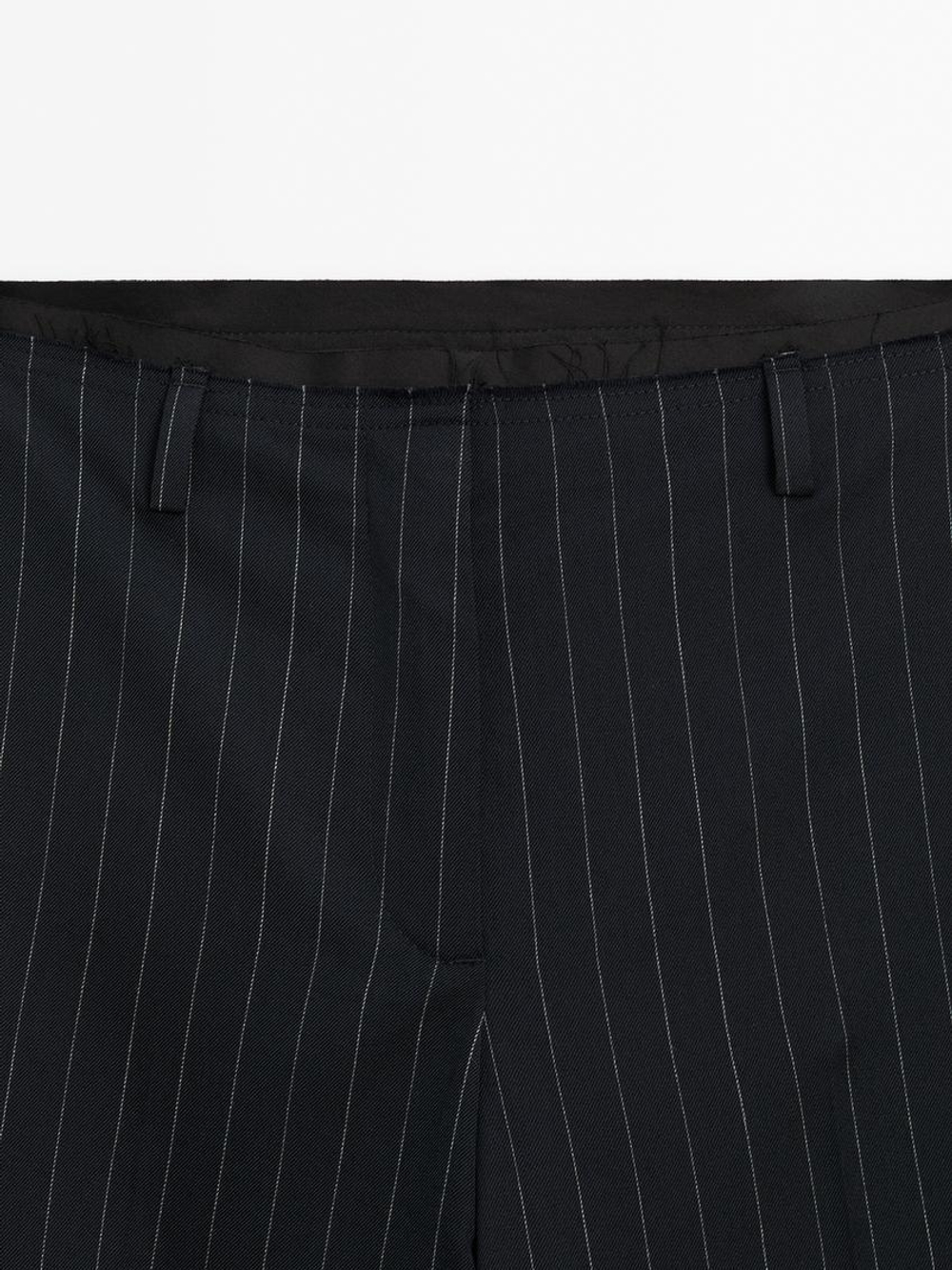 Massimo Dutti Брюки из смесовой шерсти в тонкую полоску, темно-синий