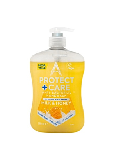 Мыло жидкое антибактериальное с дозатором Protect&Care Молоко и мед 600 мл