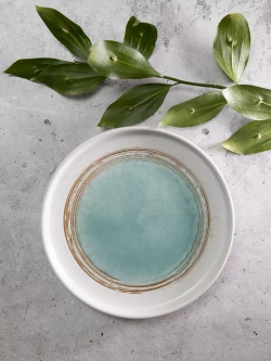 Набор 2 шт тарелок с бортом, 21 см Аквамариновое золото