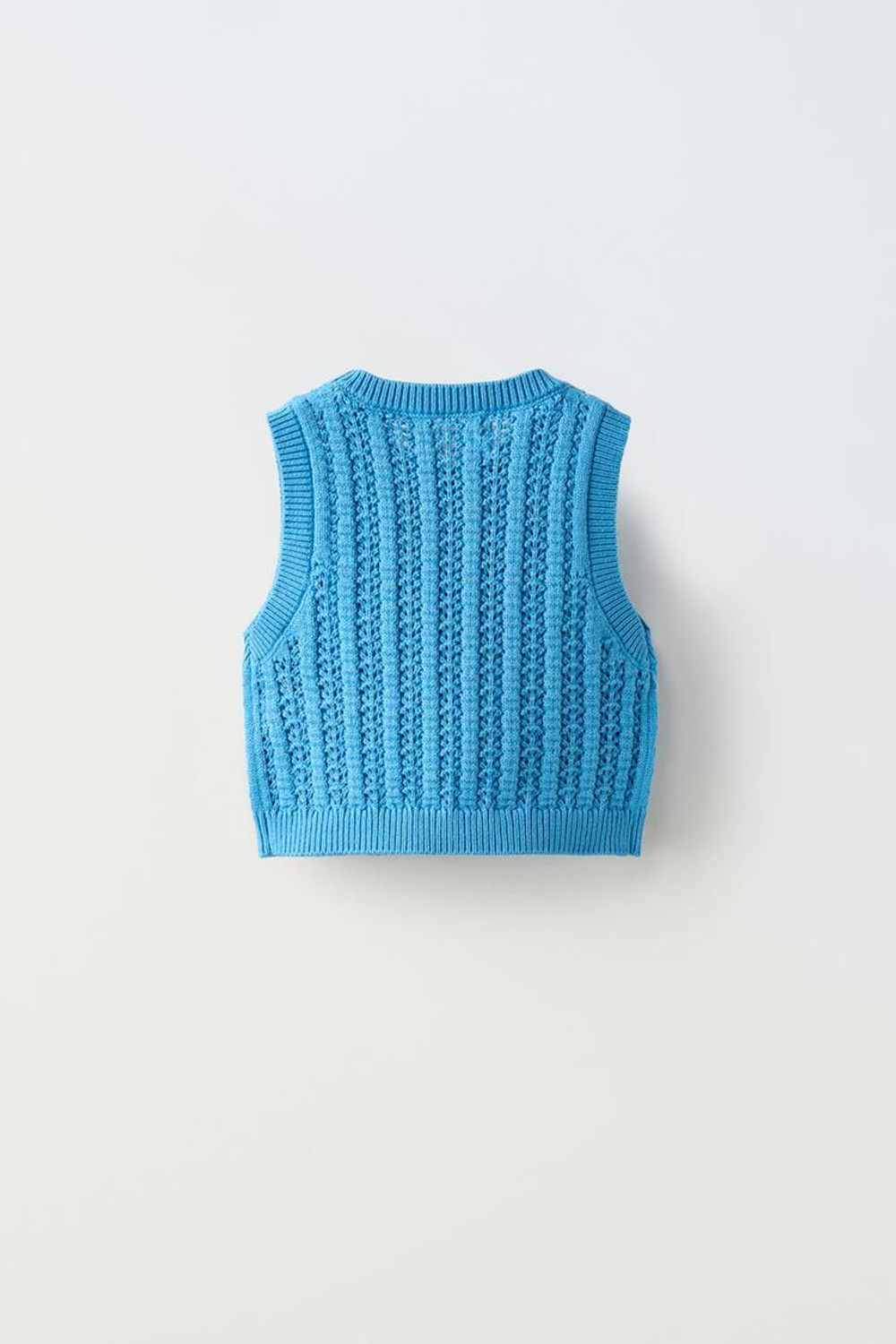 ZARA ТОП ИЗ КРУЖЕВА КРОШЕ, СИНИЙ