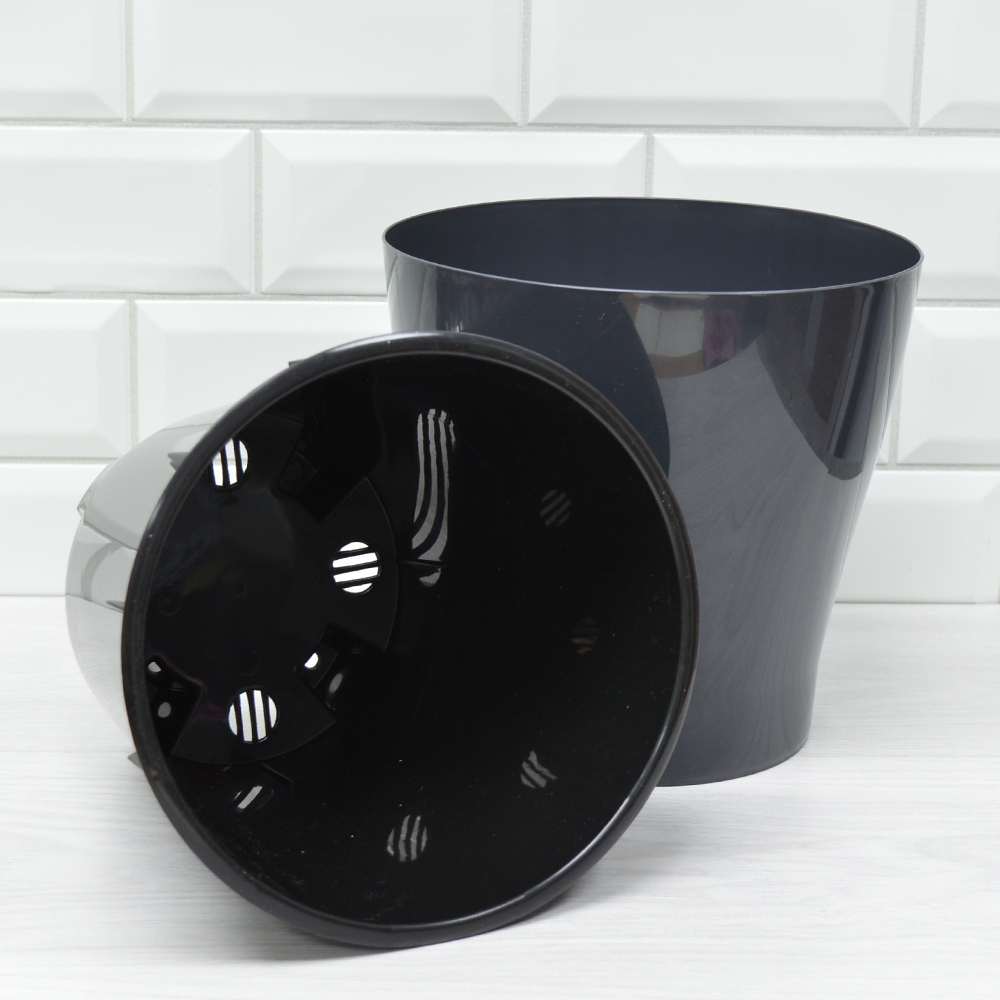 Горшок цветочный Лея 5л двойной (графитовый)