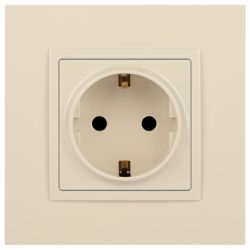 14-2102-02 ЭРА Розетка 2P+E Schuko со шторками, 16A-250В, IP20, Эра Elegance, сл.кость | Elegance Слоновая кость