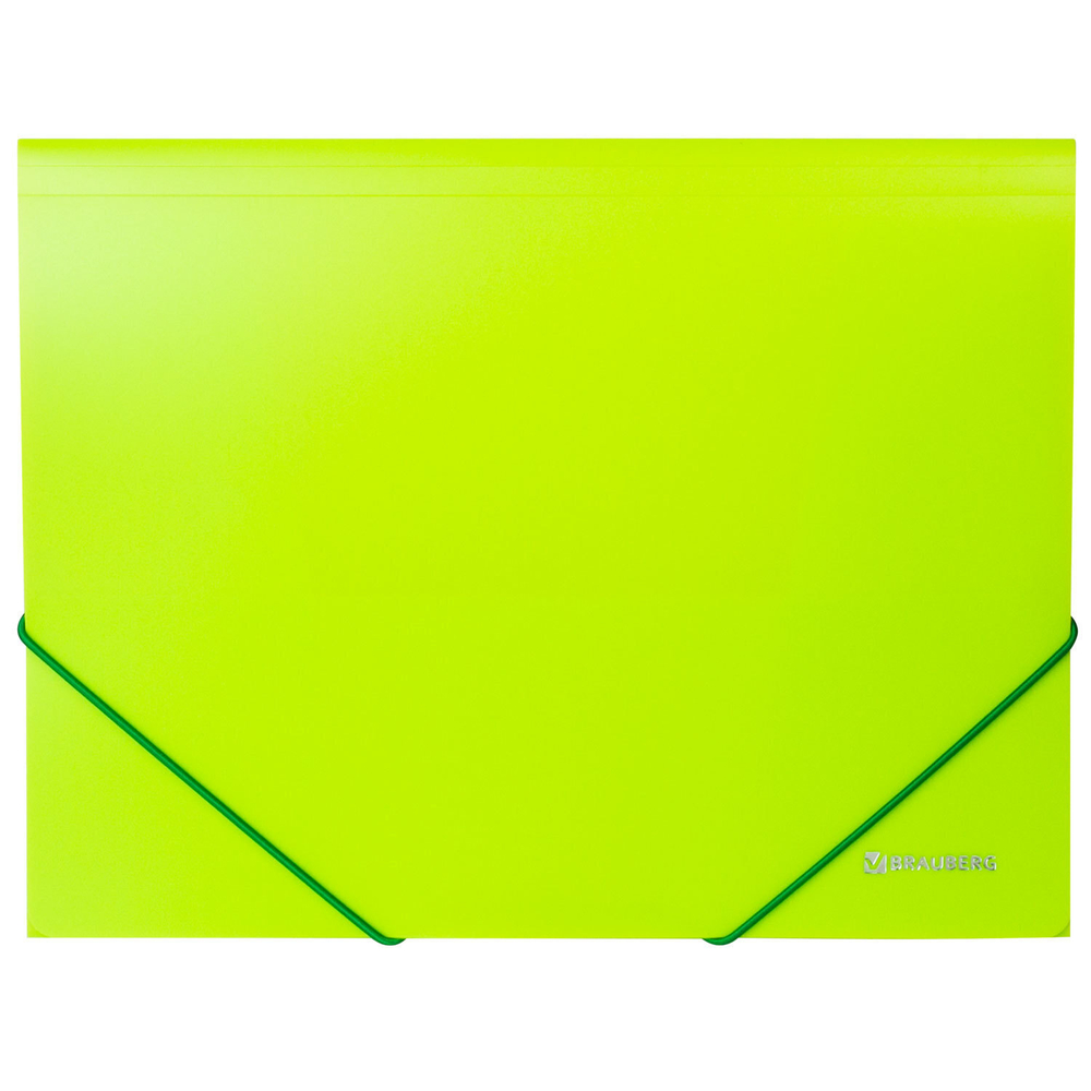 Папка на резинках BRAUBERG "Neon" неоновая зеленая до 300 листов 0 5 мм (8 штук в упаковке)