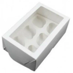 Коробка для 6 капкейков с пластиковой крышкой 250*170*100 мм БЕЛАЯ