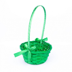 Корзина с лентой (бамбук) D19x Н9 HH32 ЗЕЛЁНАЯ