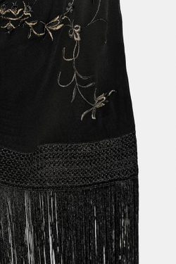 ZARA ТОП С ВЫШИВКОЙ И БАХРОМОЙ — ZW COLLECTION, ЧЕРНЫЙ