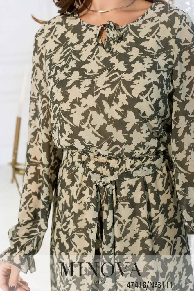 Платье 3111-хаки-листок Minova