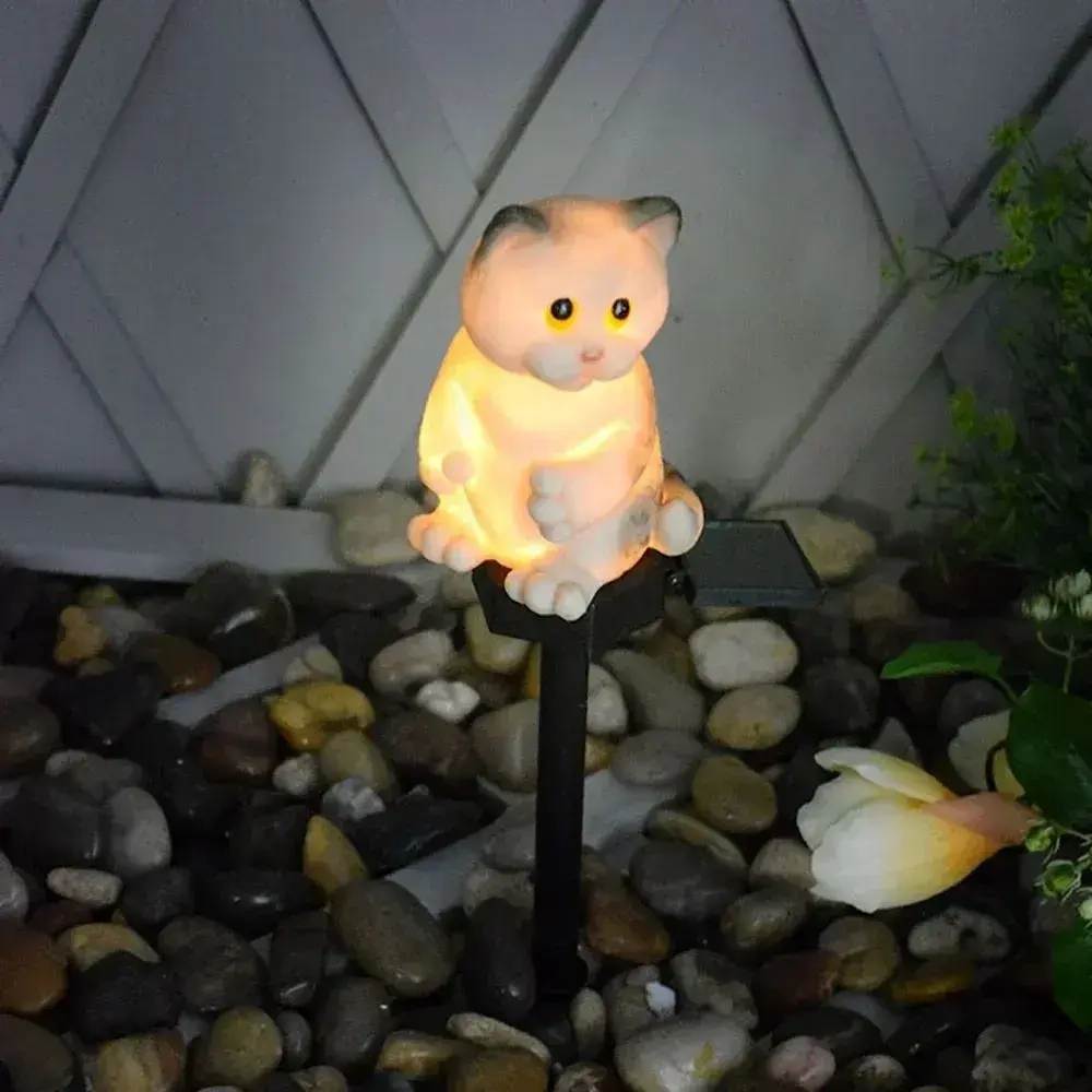 Cадовый светильник кошка, украшение сада, для улицы, на солнечной батареи