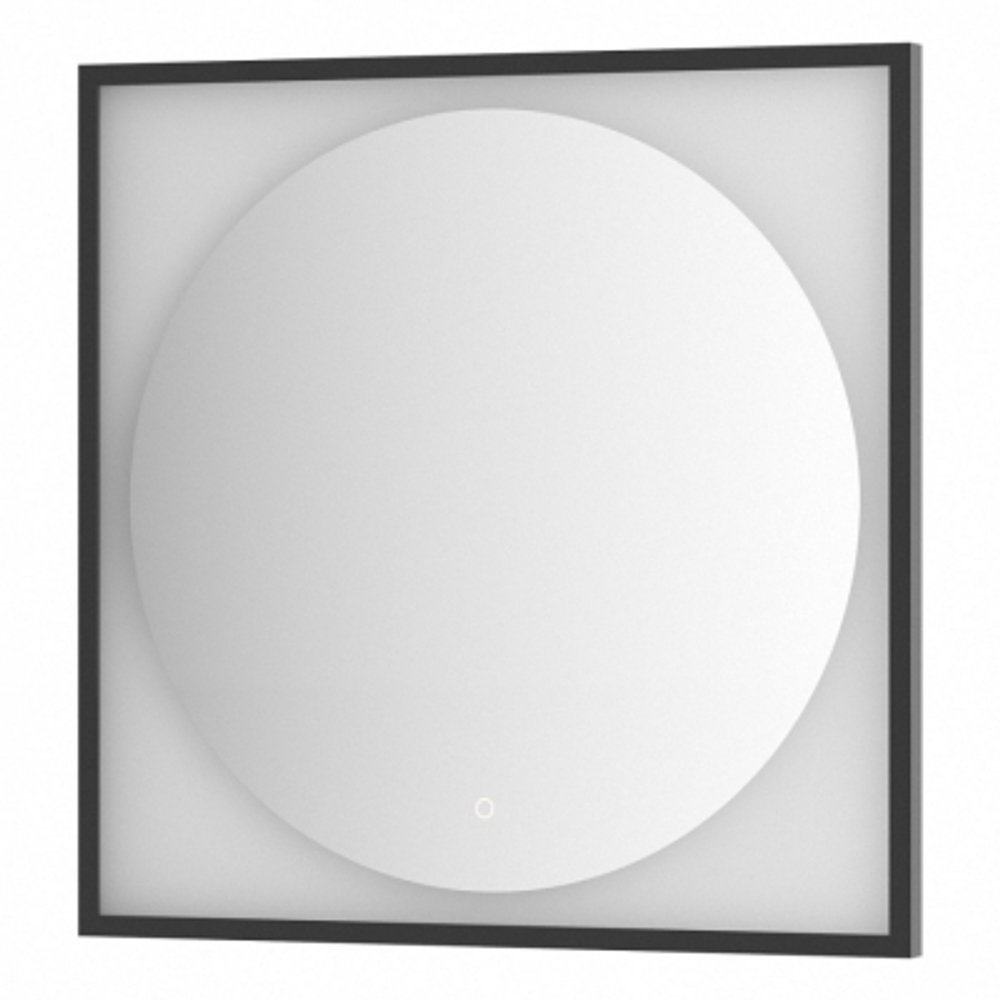 Зеркало Defesto Еclipse 80х80 18W черная рама, с LED-подсветкой, сенсорный выключатель, теплый свет DF 2233S