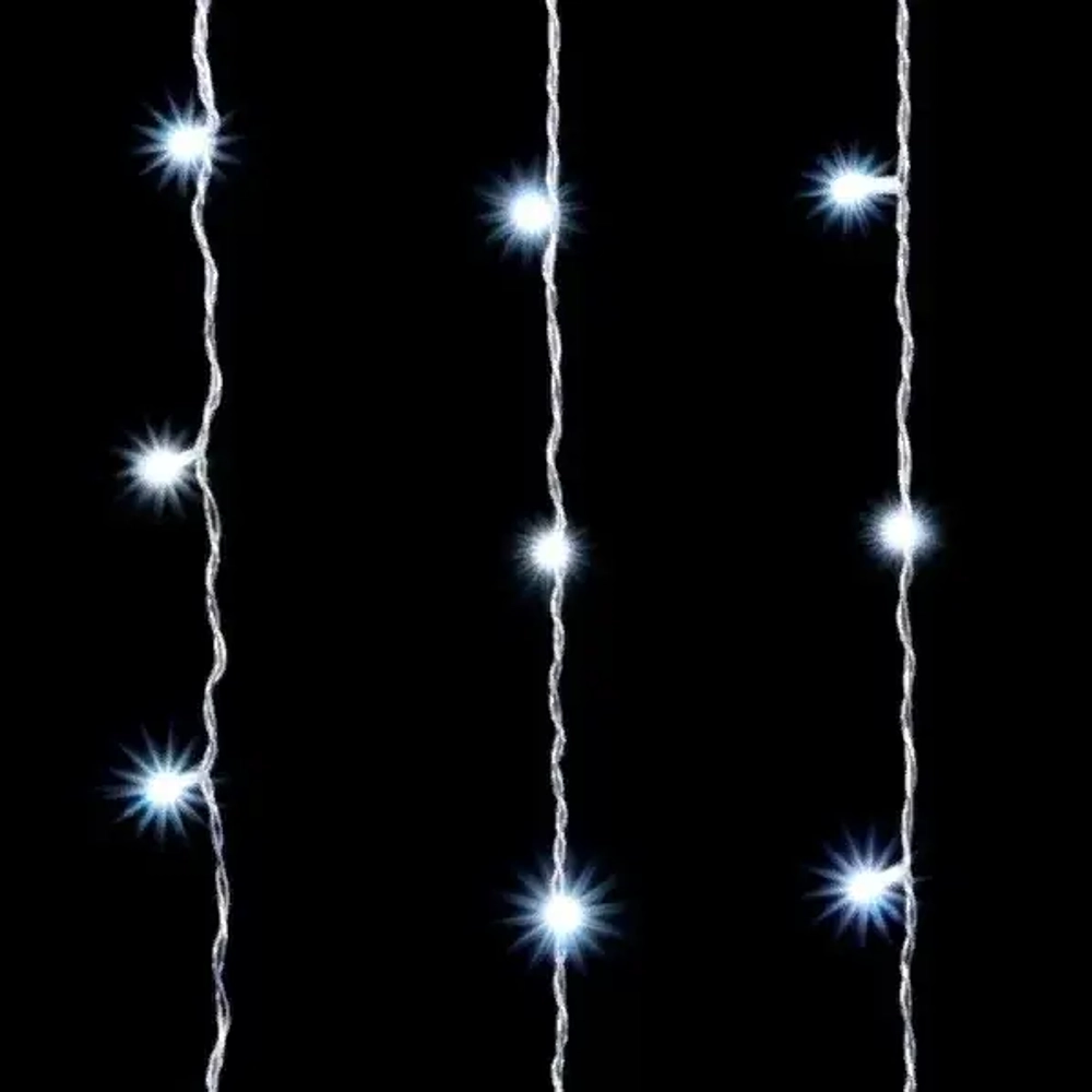 Светодиодный занавес 2*2 м., 400 белых LED ламп, мерцание, облегченный, прозрачный провод ПВХ, LTC (PCL400NOTBLW-10-2W)