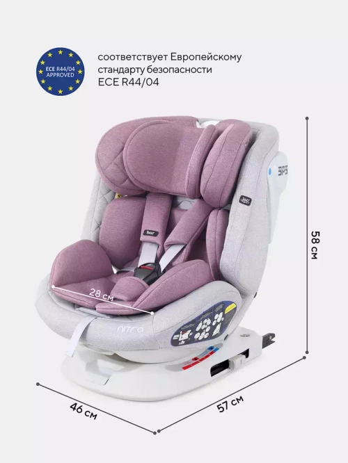 Автокресло Rant Nitro isofix 0/1/2/3 (0-36кг) Grey/Pink