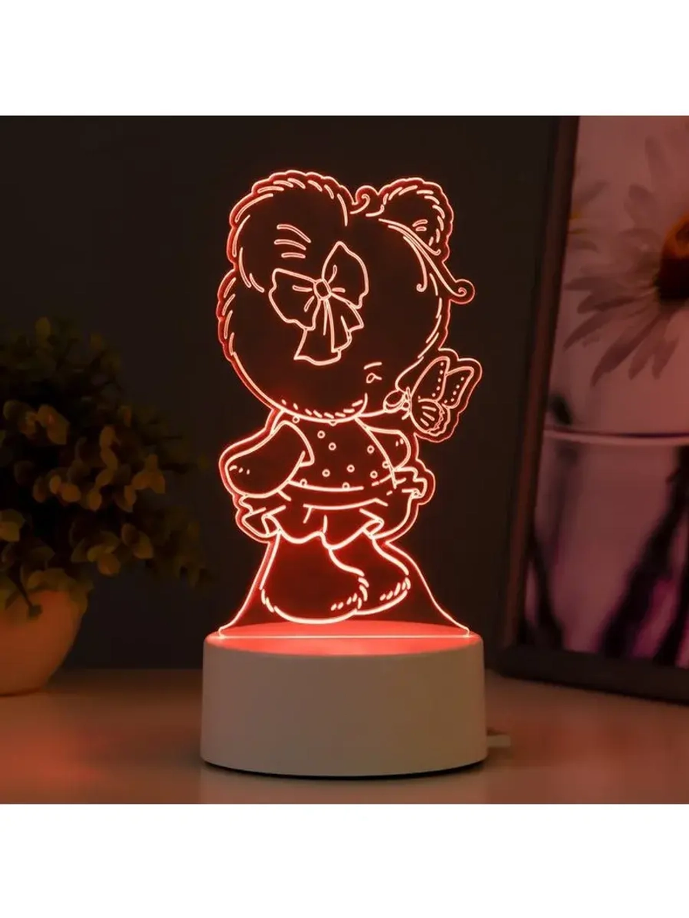 Светильник 3D ночник RISALUX «Медвежонок», LED RGB, от сети,