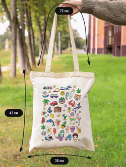 Сумка шоппер женская аниме тканевая через плечо с принтом