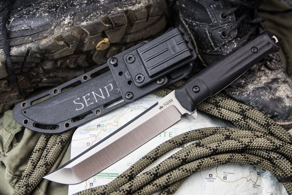 Нож Kizlyar Supreme SENPAI AUS-8 SW OKH PS (StoneWash, Olive Kraton Handle, Polyamid Sheath)