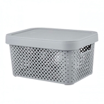 Корзина для хранения с крышкой Plast Team Stockholm, 5 л серый шторм