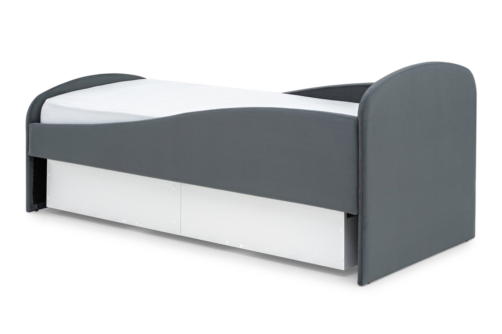Детская мягкая кровать с ящиком Бельмарко Letmo графит велюр