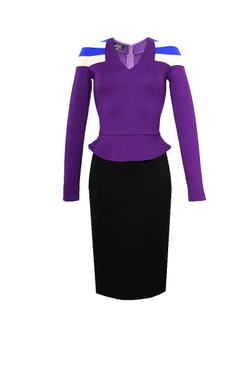 Платье-футляр с баской и вставками на плечах 27-16FW