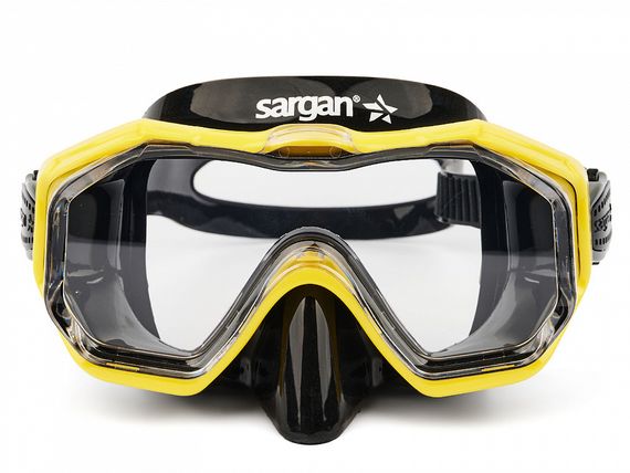 Набор детский маска+трубка в сумке Sargan Панорама-А kids черный/желтый
