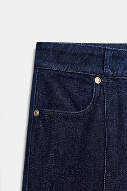 ZARA ДЖИНСОВЫЕ БРЮКИ FLARE С ДЕКОРАТИВНОЙ СТРОЧКОЙ, ИНДИГО