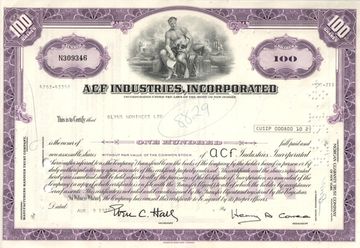 Акция ACF INDUSTRIES, INCORPORATED 1963-1977 США