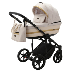 Детская коляска Adamex Rimini 2 в 1 RI17A LUX (СВ.БЕЖ+МОЛОЧН.КОЖА+ЗОЛОТО.ОТДЕЛКА)