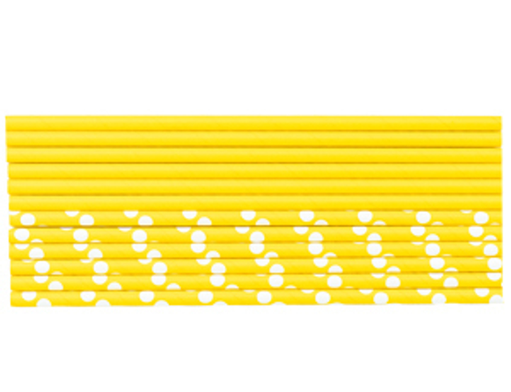 Трубочка д/кокт бум Горошек желтая 12штG