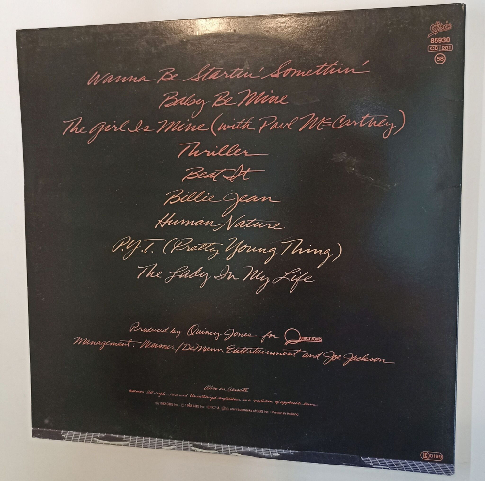 Винтажная виниловая пластинка LP Michael Jackson Thriller (Holland 1982)