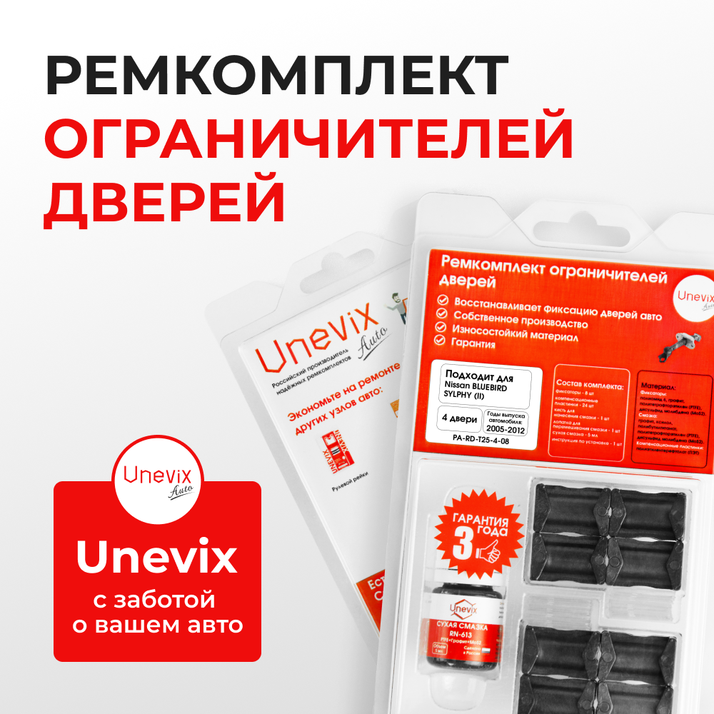 Ремкомплект ограничителей дверей Nissan BLUEBIRD SYLPHY (II) G11 (4 двери, тип 25) 2005-2012