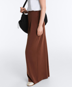 OYSHO Длинные брюки из мягкого модала с плиссировкой, кофейный